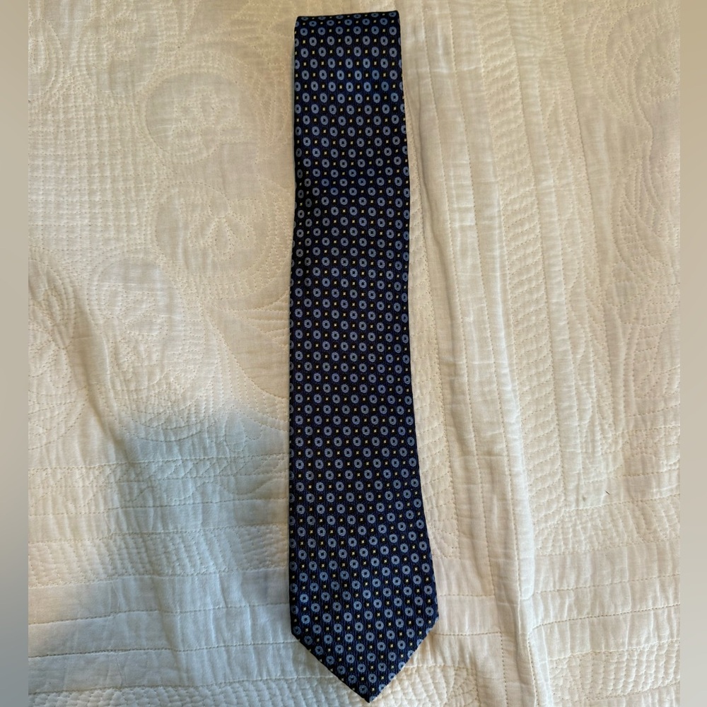 Vintage 1990s Kirkland Blue Geometric Silk Printed Tie Size: OS